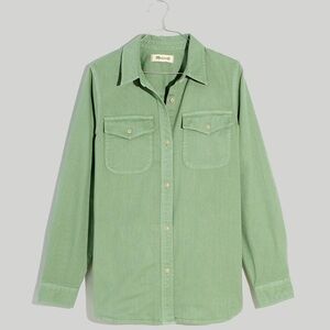 Madewell Women’s OversizedGarment-Dyed Twill Shirt-Jacket Dusty Patina